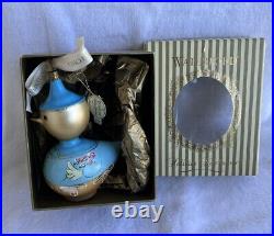 Waterford Blue Duck Boy Glass Christmas Ornament RARE with Box