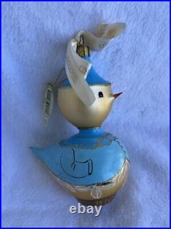 Waterford Blue Duck Boy Glass Christmas Ornament RARE with Box