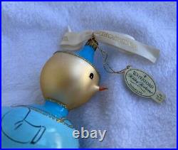 Waterford Blue Duck Boy Glass Christmas Ornament RARE with Box