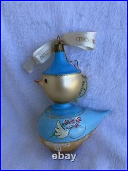 Waterford Blue Duck Boy Glass Christmas Ornament RARE with Box