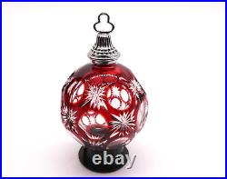 Waterford Crystal Cased Cobalt Ball Ruby Red Christmas Ornament In Original Box