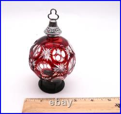 Waterford Crystal Cased Cobalt Ball Ruby Red Christmas Ornament In Original Box