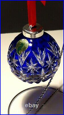 Waterford Crystal Christmas Ornament Ball Cobalt Blue