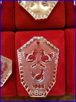 Waterford Crystal set 12 Days of Christmas Ornaments inc 1982 Partridge