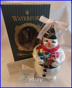 Waterford Holiday Heirloom 1999 Collector's Snowman Glass Ornament 9.5H- NOS