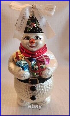 Waterford Holiday Heirloom 1999 Collector's Snowman Glass Ornament 9.5H- NOS