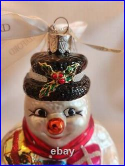 Waterford Holiday Heirloom 1999 Collector's Snowman Glass Ornament 9.5H- NOS