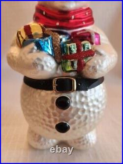 Waterford Holiday Heirloom 1999 Collector's Snowman Glass Ornament 9.5H- NOS