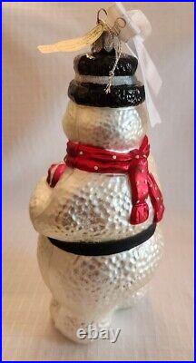 Waterford Holiday Heirloom 1999 Collector's Snowman Glass Ornament 9.5H- NOS