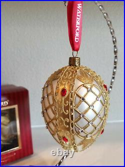 Waterford Holiday Heirlooms Golden Lace Egg Jeweled Christmas Ornament Mint 4.5