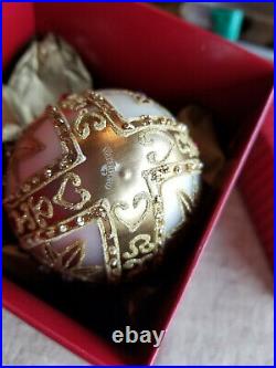 Waterford Holiday Heirlooms Golden Lace Egg Jeweled Christmas Ornament Mint 4.5