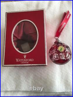 Waterford crystal christmas ornament cased ball ruby
