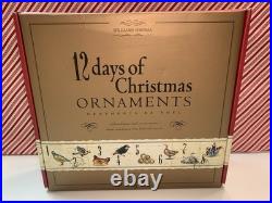 William Sonoma 12 Days Of Christmas Glass Ornaments Complete Set In Original Box