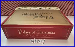 William Sonoma 12 Days Of Christmas Glass Ornaments Complete Set In Original Box