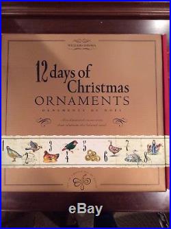 Williams-Sonoma 12 Twelve Days of Christmas Ornament set hand painted glass RARE