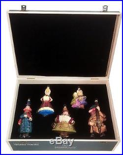 Winter Christmas Orchestra Players Polish Blown Glass Ornaments Set Decorations