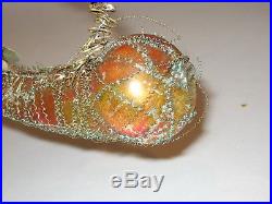 Wire Wrapped Antique Glass German Pipe Early Figural Christmas Ornament 1910's
