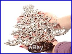 X large standing Czech vintage rhinestone Christmas tree ornament crystal clear