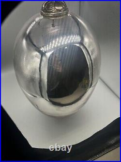 XL Silver Egg Glass Kugel Christmas Ornament Heavy