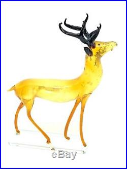 ZA36 Antique Vintage Bimini Glass Deer Christmas Ornament Figure 1920's